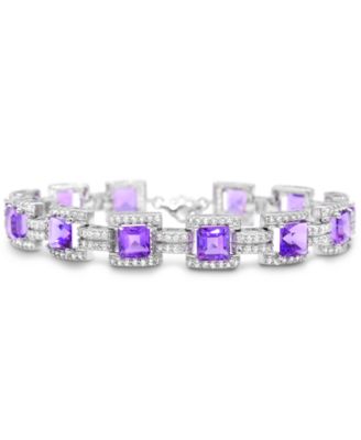 Macy's - Amethyst (9-5/8 ct.t.w.), White Topaz (2-7/8 ct. t.w.) Tennis Bracelet in Sterling Silver