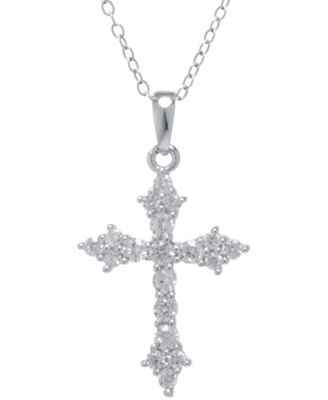 Giani Bernini - Cubic Zirconia 18" Cross Pendant Necklace in Sterling Silver