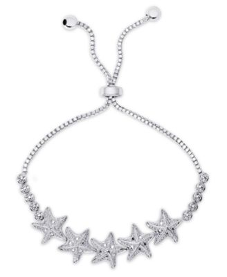Macy's - Diamond Accent Stars Bolo Adjustable Bracelet in Silver-Plated Brass
