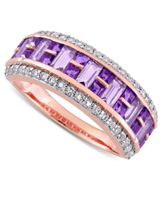 Macy's - Amethyst (1-5/8 ct. t.w.) & White Topaz (2/5 ct. t.w.) Band in 10k Rose Gold