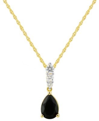 Macy's - Onyx & Cubic Zirconia 18" Pendant Necklace in 14k Gold-Plated Sterling Silver