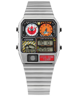 Citizen - Men's Star Wars Rebel Pilot Analog-Digital Silver-Tone Stainless Steel Bracelet Watch 33mm