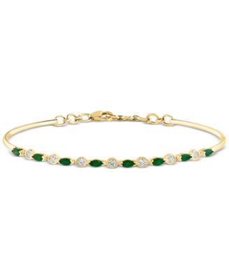 LALI Jewels - Emerald (5/8 ct. t.w.) & Diamond (1/5 ct. t.w.) Bangle Bracelet in 14k Gold