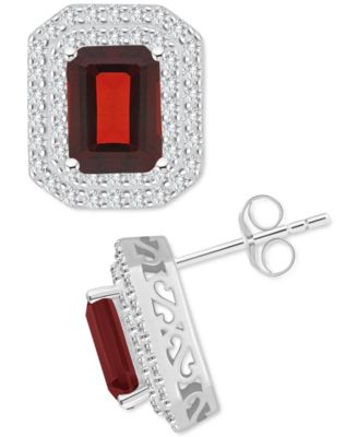 Macy's - Amethyst (3-1/5 ct. t.w.) & White Topaz (7/8 ct. t.w.) Stud Earrings in Sterling Silver (Also in Citrine, Rhodolite Garnet, Peridot, & Blue Topaz)