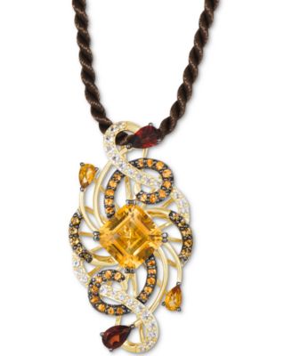 Le Vian - Multi-Gemstone Braided Silk Cord 18" Pendant Necklace in 14k Gold