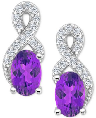Macy's - Amethyst (7/8 ct. t.w.) & White Topaz (1/6 ct. t.w.) Looped Drop Earrings in Sterling Silver (Also in Citrine, Rhodolite Garnet, Peridot, & Blue Topaz)