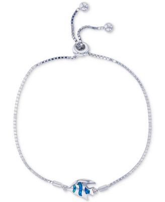 Macy's - Lab-Created Opal Fish Bolo Bracelet in Sterling Silver