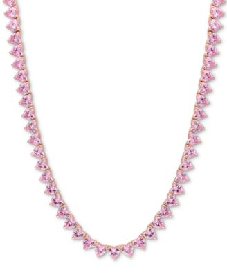 Macy's - Lab-Created Pink Sapphire Heart All-Around 18" Collar Necklace (31-1/2 ct. t.w.) in Rose-Plated Sterling Silver