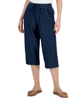 Karen Scott - Petite Solid Quinn Cotton Capri Pants