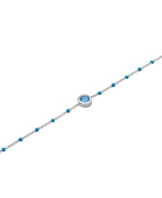 Macy's - Aquamarine (1/5 ct. t.w.) & Enamel Bead Link Bracelet in Sterling Silver (Also in Additional Gemstones)