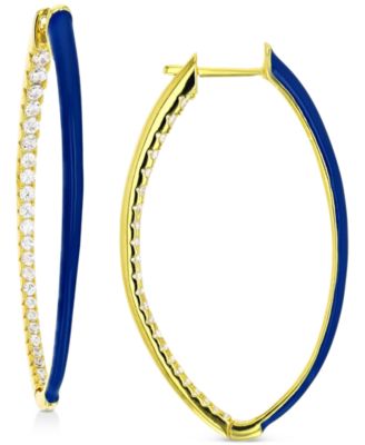 Macy's - Cubic Zirconia & Enamel In & Out Oval Hoop Earrings