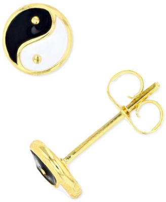 Macy's - Yin Yang Stud Earrings in Sterling Silver or 14k Gold over Sterling Silver