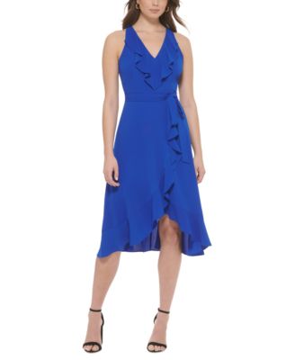 kensie - Women's Ruffled Tie-Waist Faux-Wrap Dress