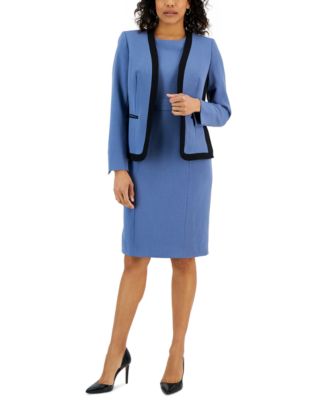 Kasper - Women's Stretch Crepe Framed Open Jacket & Stretch Crepe Seamed Dress