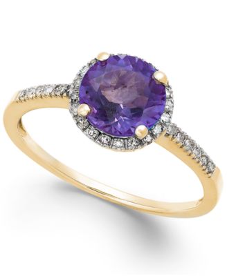 Macy's - Amethyst (1-1/6 ct. t.w.) and Diamond (1/8 ct. t.w.) Ring in 14k Gold