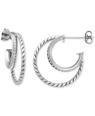 Giani Bernini - Cubic Zirconia Double Small Hoop Earrings, 0.75"