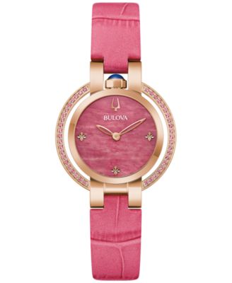 Bulova - Women's Rubaiyat Pink Leather Strap Watch 31mm