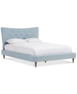 Furniture - Jerell Modern King Linen Platform Bed, Direct Ship