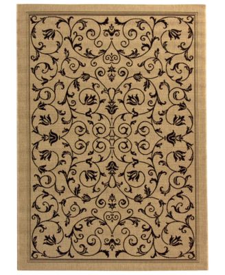 Safavieh - "Courtyard" CY2098-3901Beige / Black Area Rug, 5' 3" Round