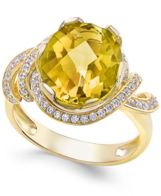 Macy's - Citrine (4-1/4 ct. t.w.) and White Topaz (1/3 ct. t.w.) Ring in 14k Gold-Plated Sterling Silver