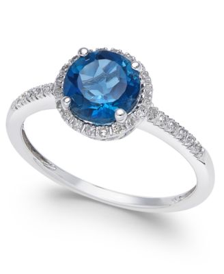 Macy's - London Blue Topaz (1-3/8 ct. t.w.) and Diamond (1/8 ct. t.w.) Ring in 14k White Gold