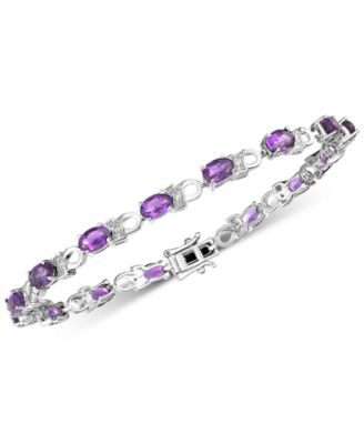 Macy's - Amethyst (6 ct. t.w.) & Diamond Accent Link Bracelet in Sterling Silver (Also available in Garnet, Mystic Topaz & Peridot)