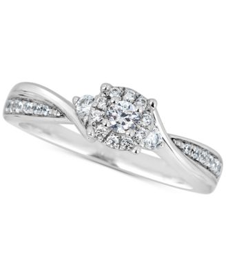 Macy's - Diamond Cluster Engagement Ring (1/3 ct. t.w.) in 14k White Gold