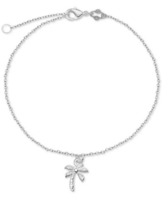 Giani Bernini - Palm Tree Charm Chain Ankle Bracelet in Sterling Silver, 9" + 1" Extender
