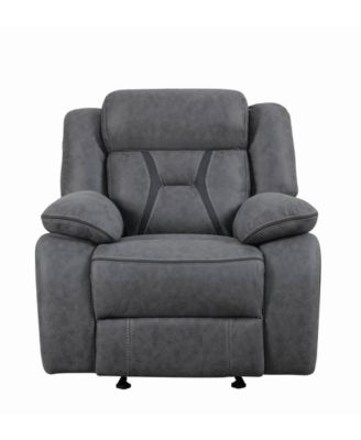Macy's - Houston Pillow-Padded Glider Recliner with Contrast Stitching Grey