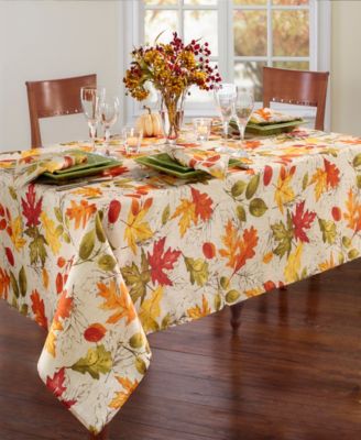 Elrene - Autumn Leaves Fall Printed Tablecloth, 60"x120"