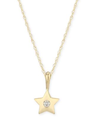 Macy's - Diamond Accent Solid Star Pendant in 14K Yellow Gold