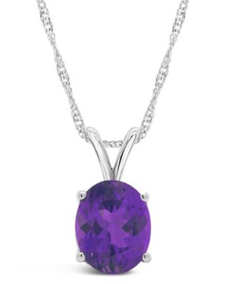 Macy's - Gemstone Pendant Necklace in Sterling Silver. Available in Sky Blue Topaz, Citrine, Amethyst and Rose Quartz