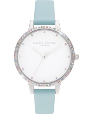 Olivia Burton - Women's Rainbow Turquoise Leather Strap Watch 34mm