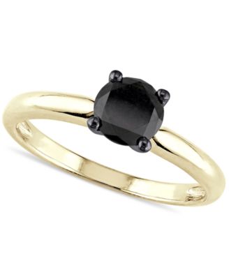 Macy's - Black Diamond (1 ct. t.w.) Solitaire Ring in 14k Gold