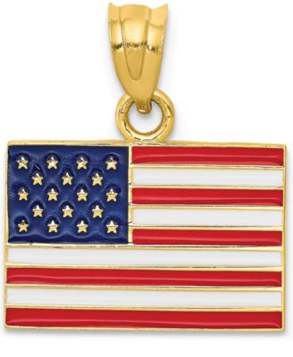 Macy's - USA Flag Charm Pendant in 14k Yellow Gold & Enamel