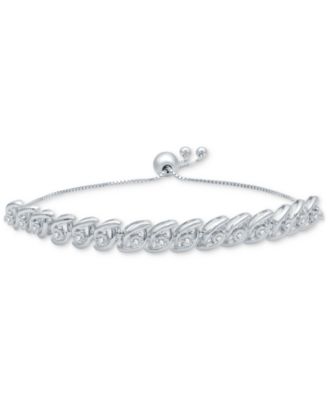 Macy's - Diamond Wave Bolo Bracelet (1/6 ct. t.w.) in Sterling Silver