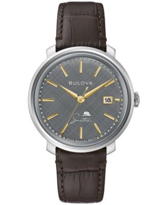 Bulova - Men's Frank Sinatra Collection Brown Leather Strap Watch 40mm