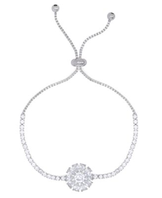 Macy's - Cubic Zirconia SunFlower Adjustable Bolo Bracelet in Fine Silver Plate