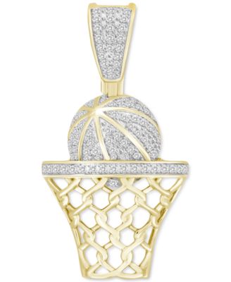 Macy's - Men's Diamond Basketball Hoop Pendant (1/5 ct. t.w.) in 10k Gold
