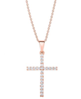 Macy's - Cubic Zirconia SLEEK CROSS PENDANT IN FINE SILVER PLATE