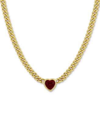 Macy's - Lab-Created Ruby Heart 18" Collar Necklace (2-7/8 ct. t.w.) in Yellow-Plated Sterling Silver