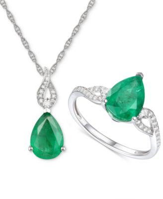 Macy's - 2-Pc. Set Amethyst (3-3/8 ct. t.w.) & Lab-Created White Sapphire (1/5 ct. t.w.) Pendant Necklace & Matching Ring in 14k Gold-Plated Sterling Silver