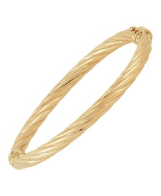 Italian Gold - Twist Hinge Bangle Bracelet in Italian 14k Gold or White Gold