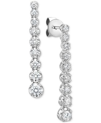 Macy's - Diamond Graduated Linear Drop Earrings (3/4 ct. t.w.) in 14k White Gold