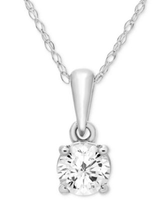 Macy's - Diamond Solitaire 18" Pendant Necklace (1/3 ct. t.w.) in 14k Gold