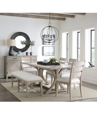 Furniture - Sadie 6-Pc. Rectangular Dining Set (Table, 4 Ladder Back Chairs & Bench)