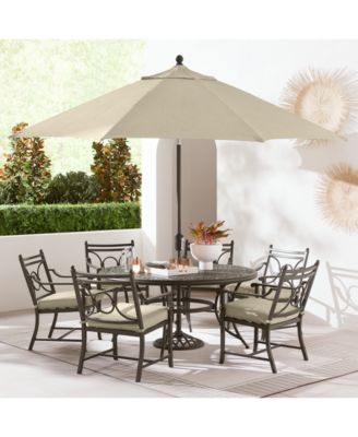 Agio - Wythburn Outdoor Dining 7pc Set (60" Round Table & 6 Scroll Dining Chairs)