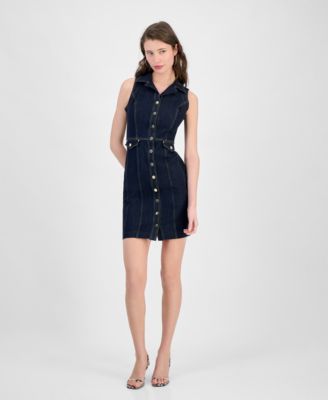 GUESS - Women's Destiny Button-Front Denim Mini Dress