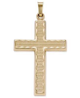 Macy's - Rippled Edge Cross Pendant in 14k Yellow Gold