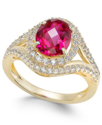 Macy's - Lab-Created Ruby (2 ct. t.w.) and White Sapphire (3/4 ct. t.w.) in 14k Gold-Plated Sterling Silver